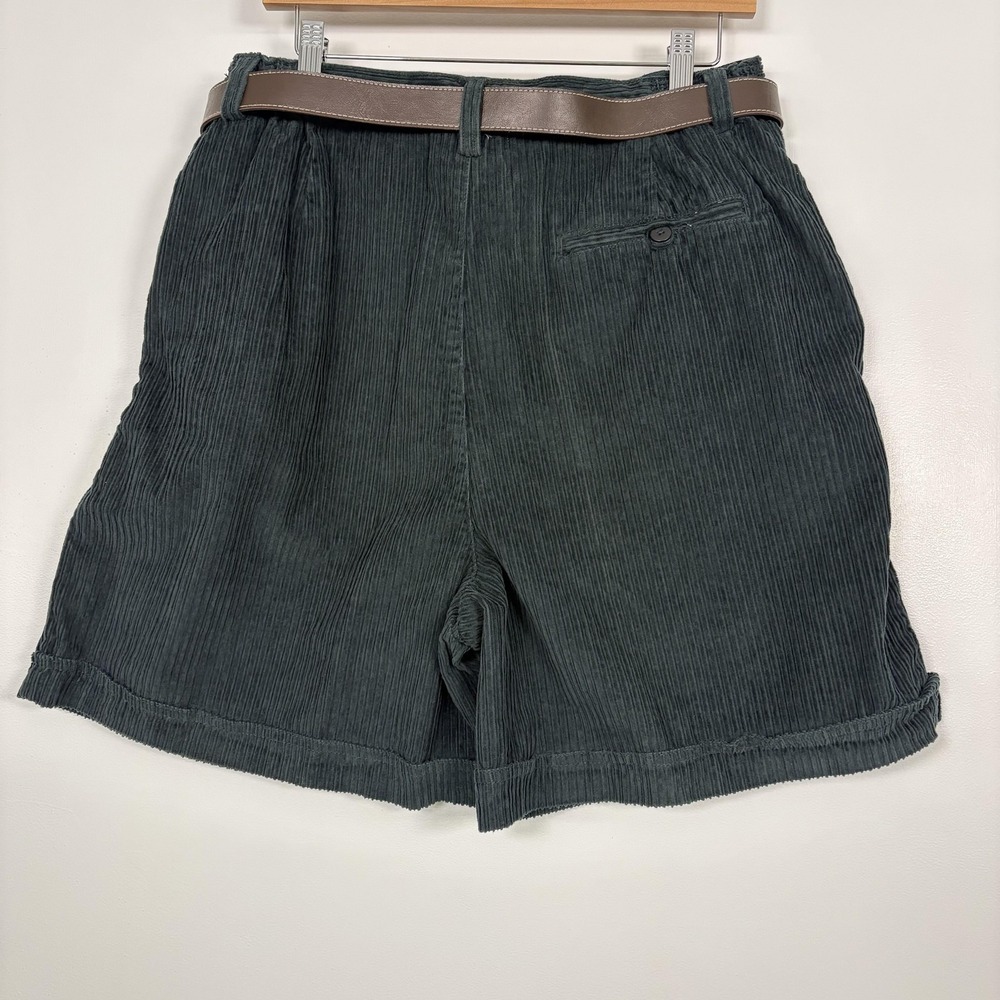 Vintage Kikomo Classics Shorts Womens 18W Green Corduroy Bermuda Belted 90s - Picture 7 of 14